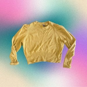 Design Lab Puff-Sleeve Crop Sweater